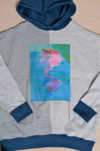 画像をギャラリービューアに読み込む, TWO-TONE HOODIE_BLUE/GREEN print/02 size