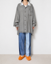 画像をギャラリービューアに読み込む, Tablecloth collar fringe shirt / linen herringbone_A