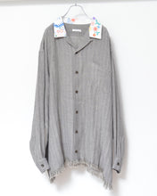画像をギャラリービューアに読み込む, Tablecloth collar fringe shirt / linen herringbone_C