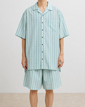 Load image into Gallery viewer, CHECK OPEN COLLAR S/S SH_BLUE CHECK/02 size