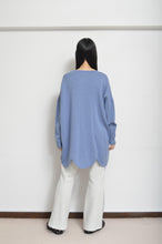 画像をギャラリービューアに読み込む, RIPPLE WAVE HEM KNIT P/O w/NECK PARTS(BLUE)
