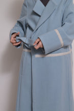 Load image into Gallery viewer, WOOL NO-COLLAR ROBE/MINT BLUE
