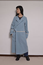 Load image into Gallery viewer, WOOL NO-COLLAR ROBE/MINT BLUE