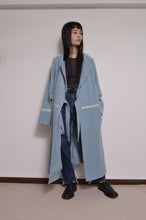 Load image into Gallery viewer, WOOL NO-COLLAR ROBE/MINT BLUE