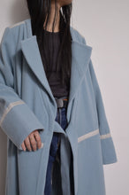 Load image into Gallery viewer, WOOL NO-COLLAR ROBE/MINT BLUE