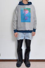 画像をギャラリービューアに読み込む, your right things/BONUS TRUCK出品中12/7まで:TWO-TONE HOODIE_BLUE/GREEN print/02 size
