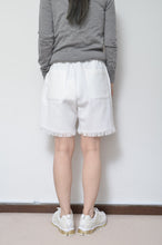 Load image into Gallery viewer, WHT FRINGE RUG SHORTS_01
