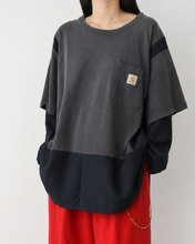 Load image into Gallery viewer, Fake layered T-shirt / BLACK_E
