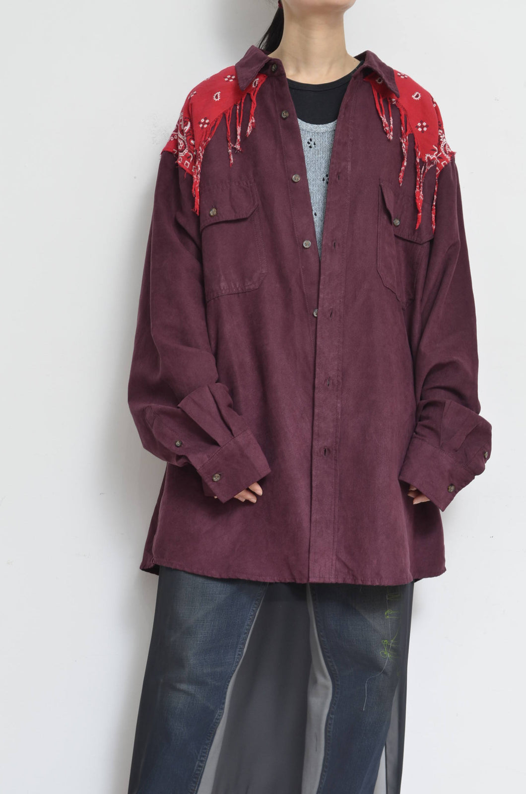 your right things in 代官山 蔦屋書店 出品中〜11/3まで:BANDANA FRINGE FAKE SUEDE SH / RED