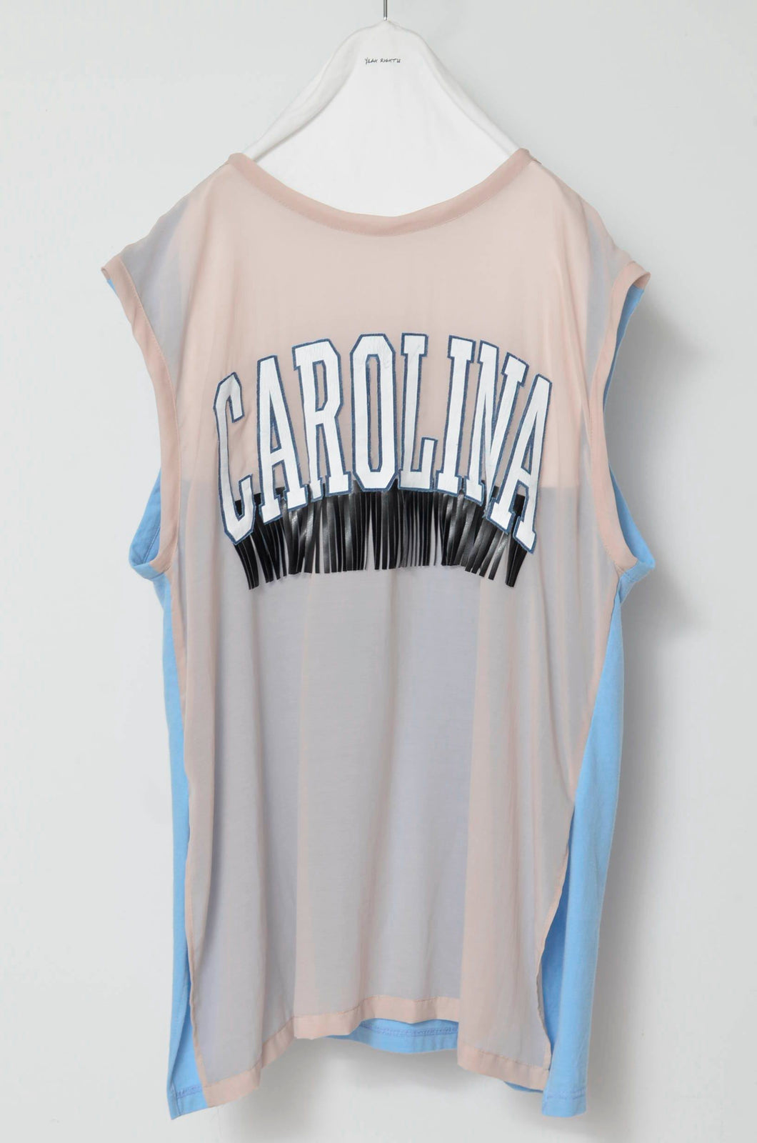 VOILLE FRINGE NO-SLEEVE T_BEG