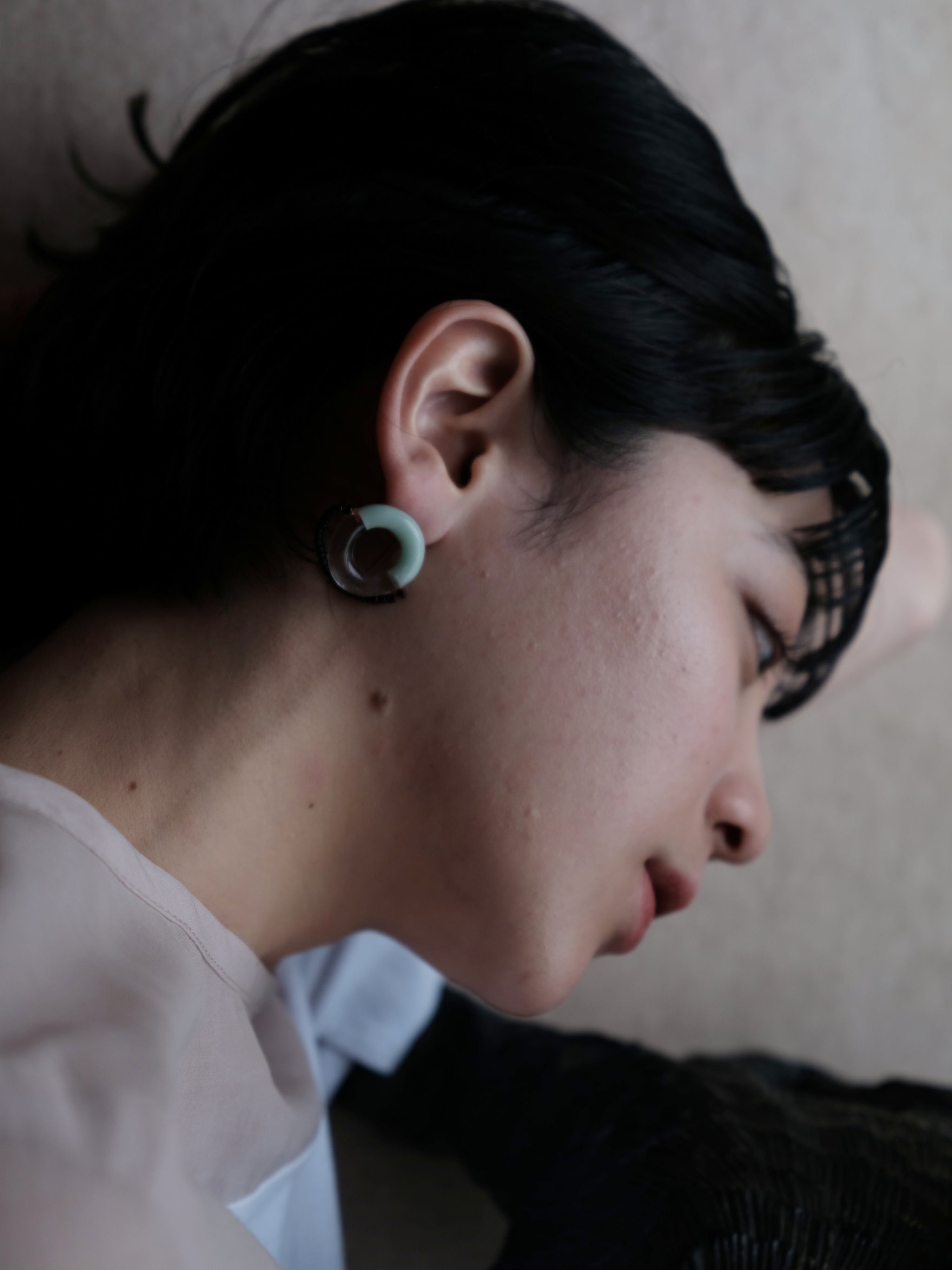 D_YAGA × YEAH RIGHT!!_Glass And Beads Hoop U Pierce – here/YEAH 